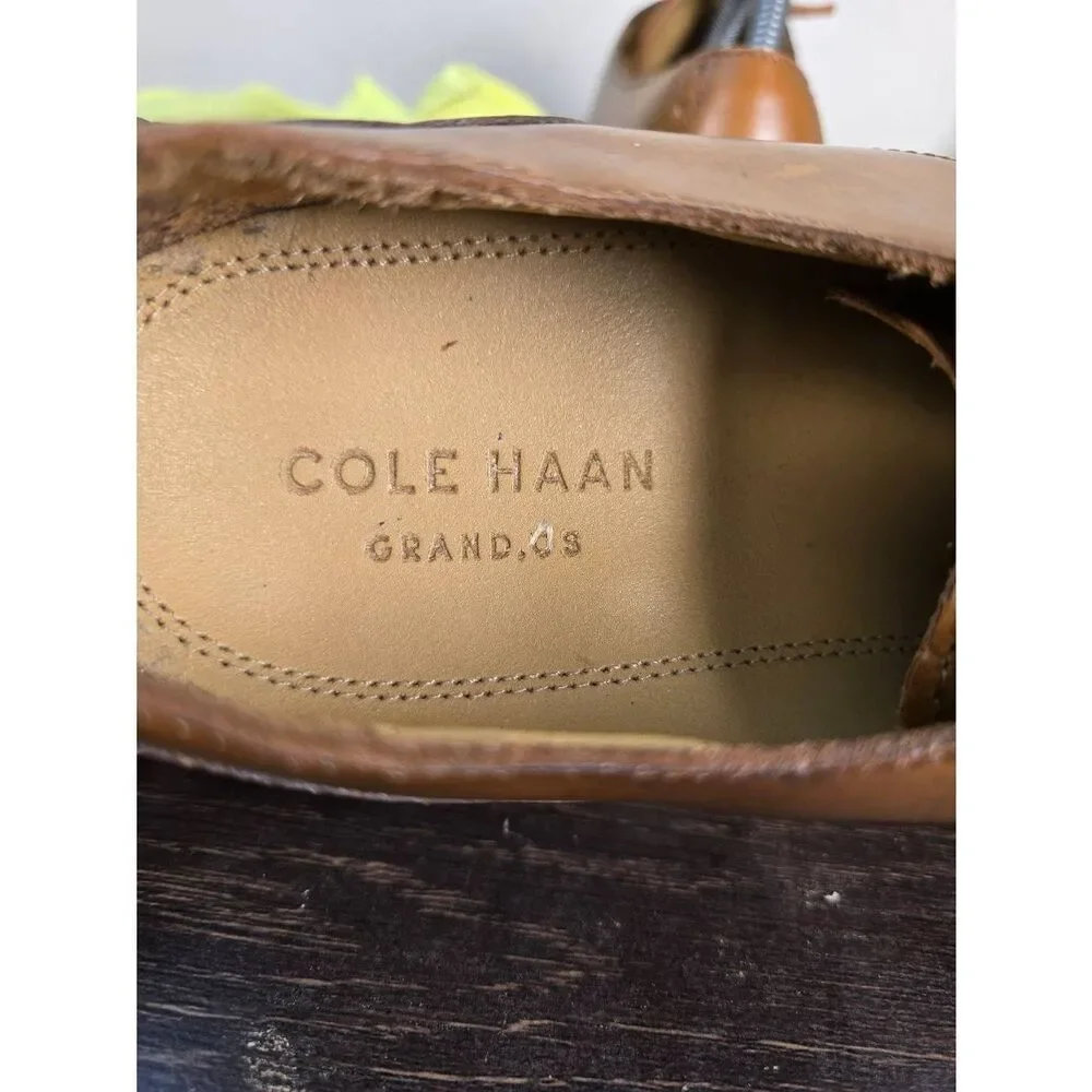 Cole Haan Grand OS Brown Leather Wingtip Lace Up Oxfords Shoes Men's 9.5